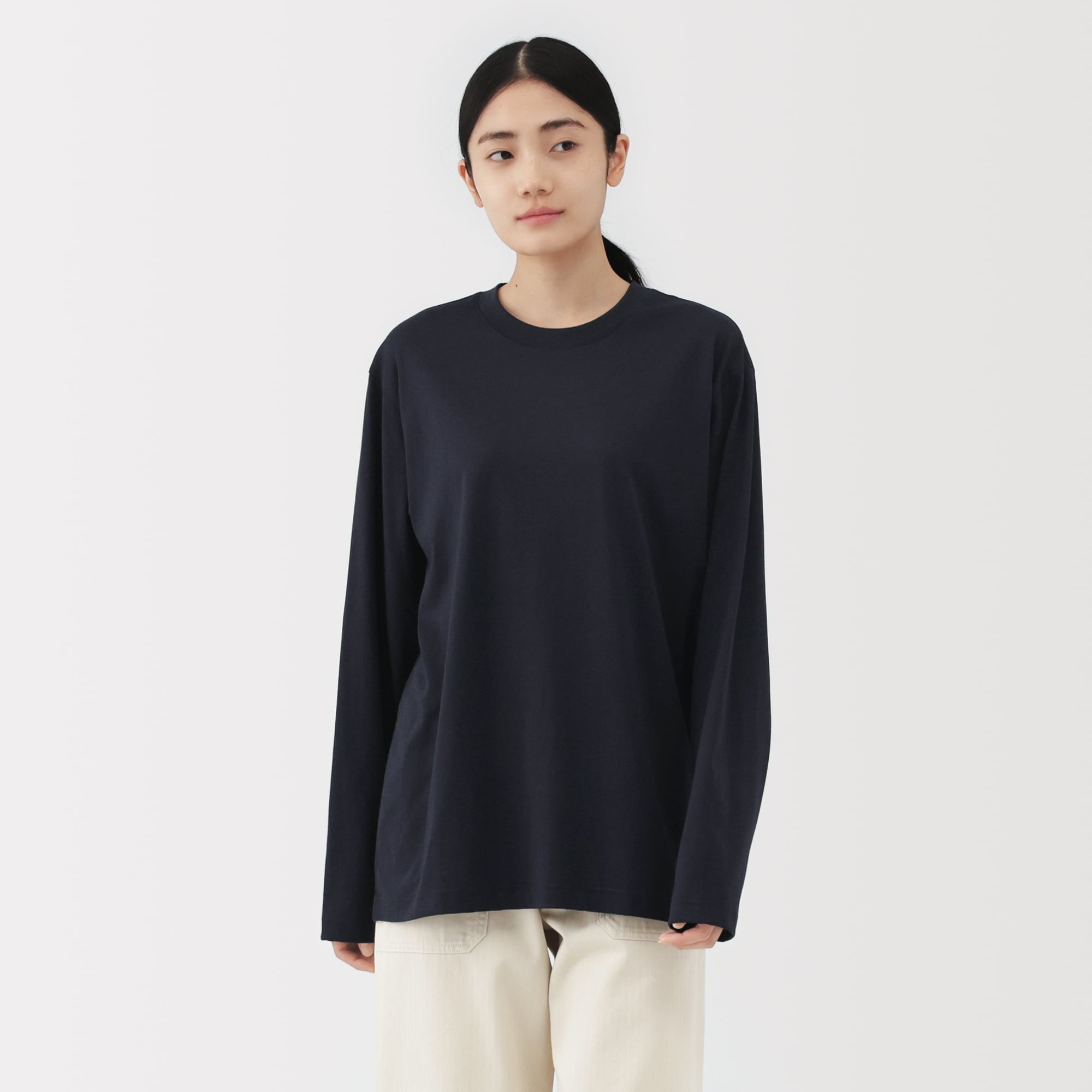 紳士　天竺編みクルーネック長袖Ｔシャツ