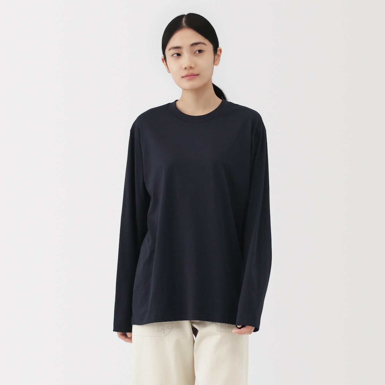 紳士　天竺編みクルーネック長袖Ｔシャツ