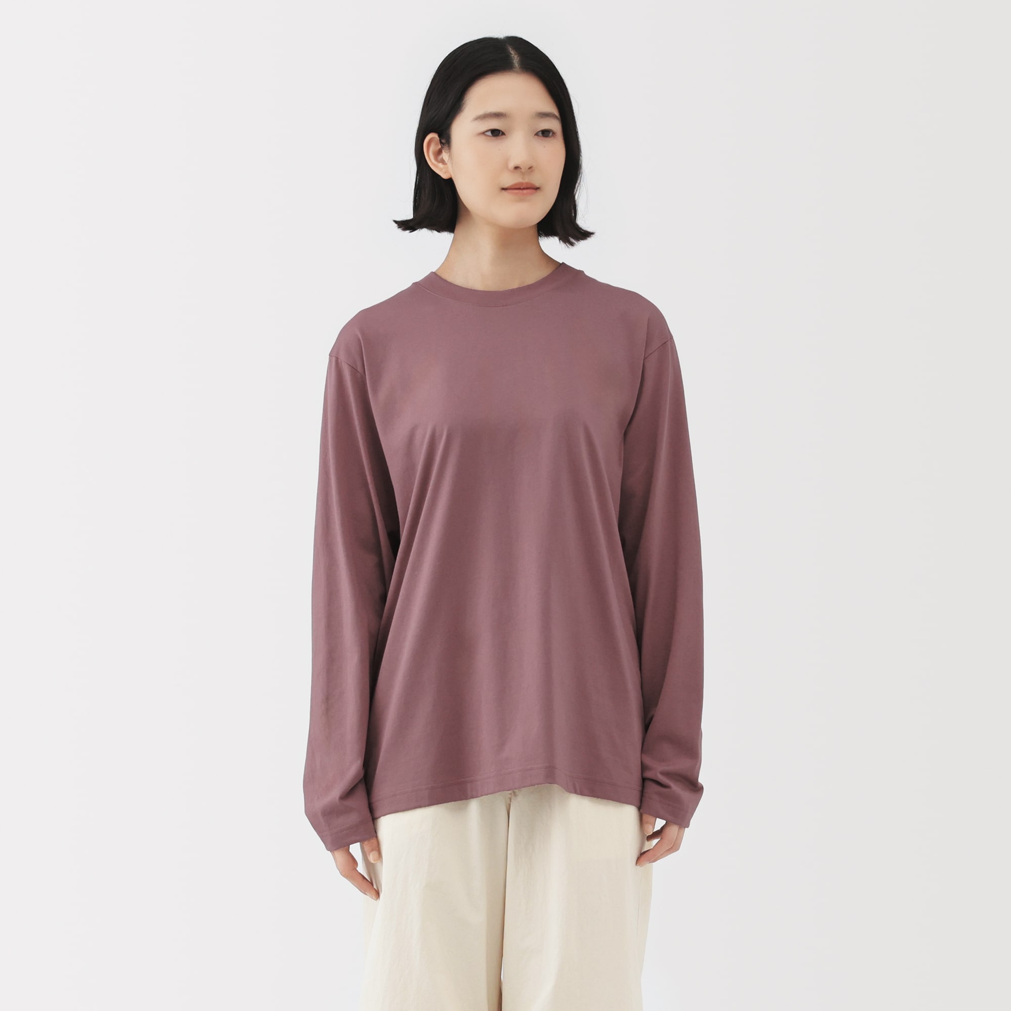 紳士　天竺編みクルーネック長袖Ｔシャツ