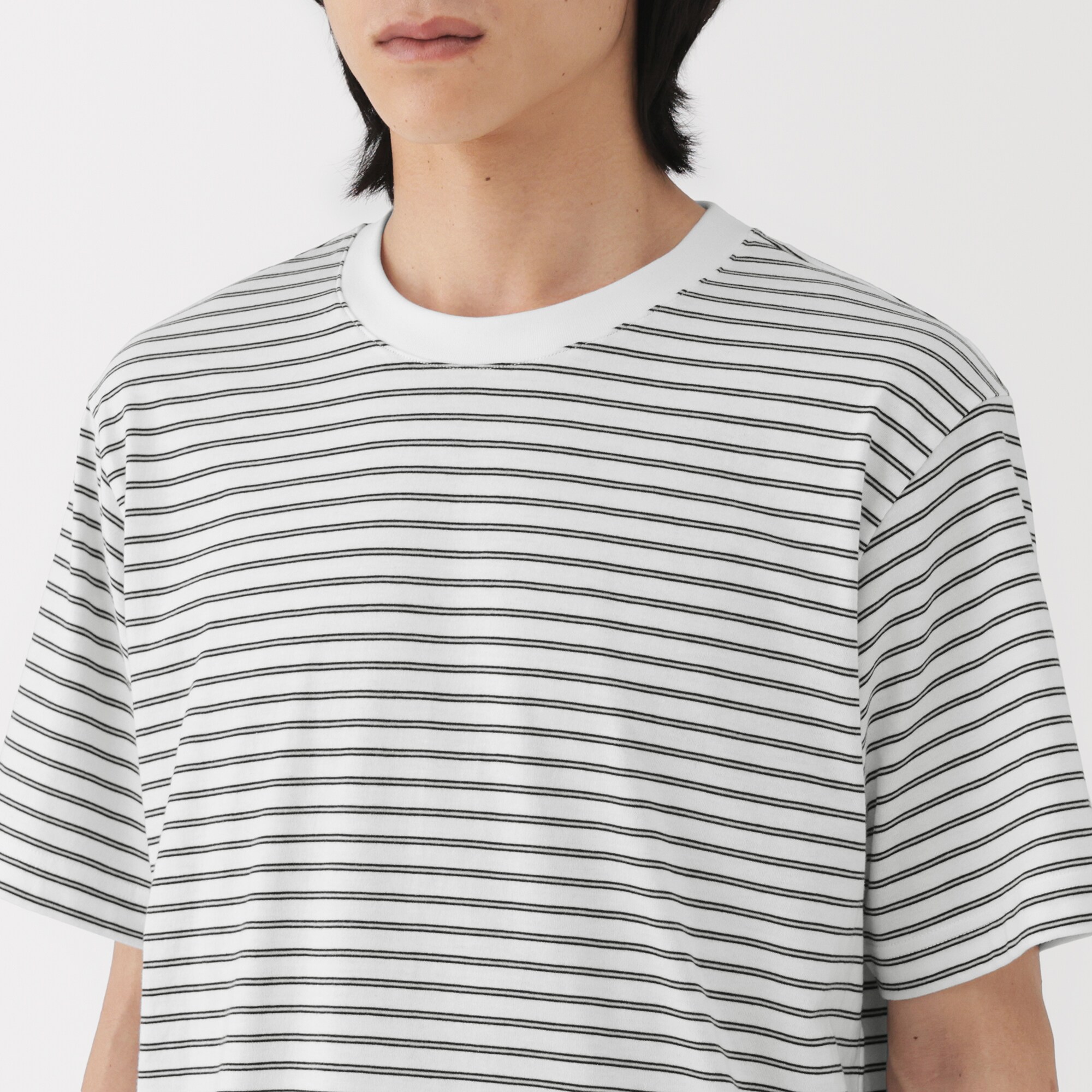 紳士　天竺編みクルーネック半袖Ｔシャツ（ボーダー）（ＡＳＥＡＮ）