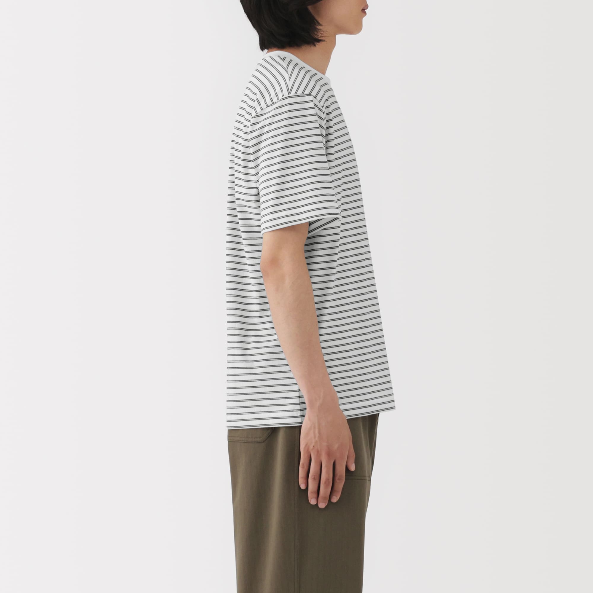 紳士　天竺編みクルーネック半袖Ｔシャツ（ボーダー）（ＡＳＥＡＮ）