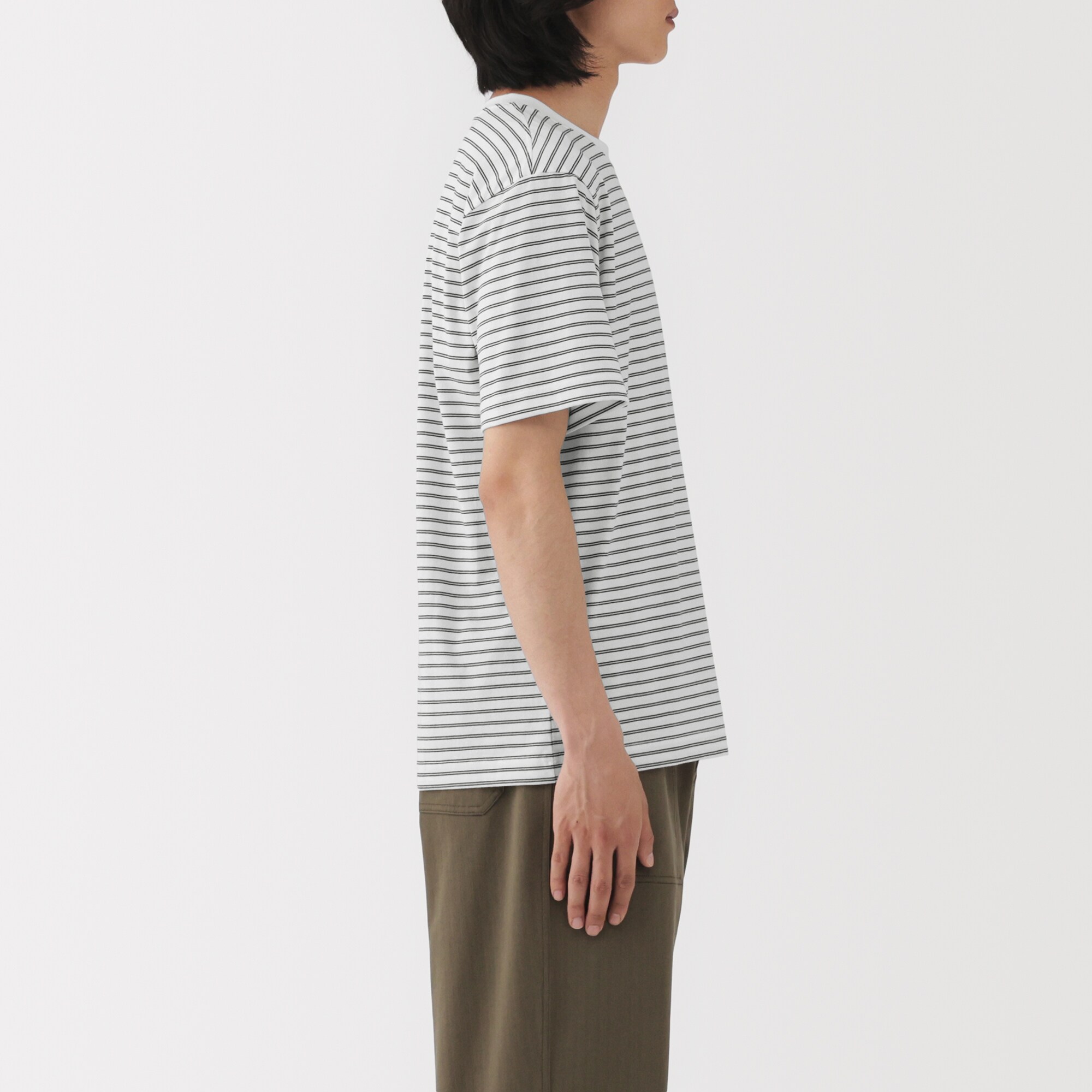 紳士　天竺編みクルーネック半袖Ｔシャツ（ボーダー）（ＡＳＥＡＮ）