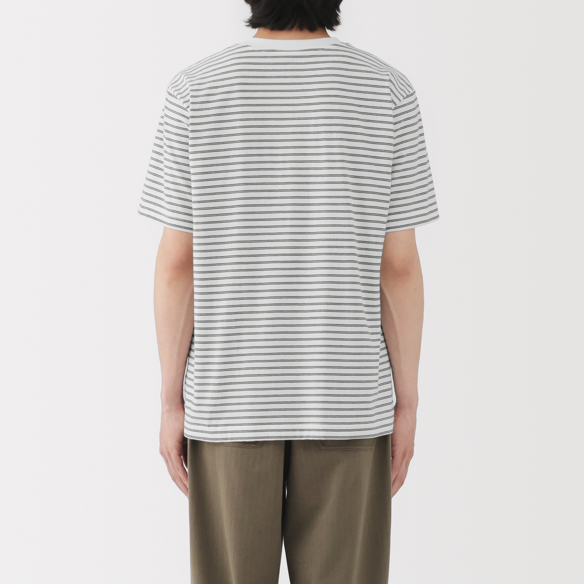 紳士　天竺編みクルーネック半袖Ｔシャツ（ボーダー）（ＡＳＥＡＮ）