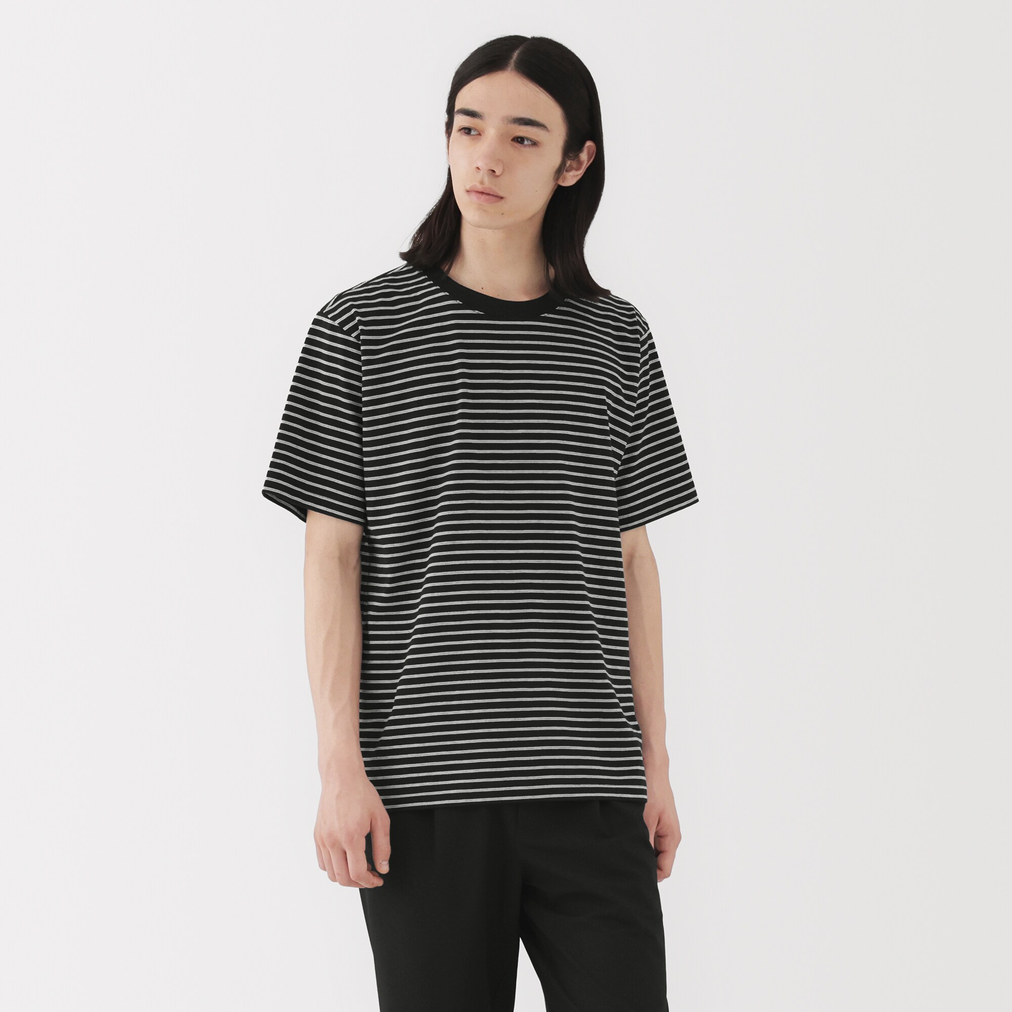 紳士　天竺編みクルーネック半袖Ｔシャツ（ボーダー）（ＡＳＥＡＮ）