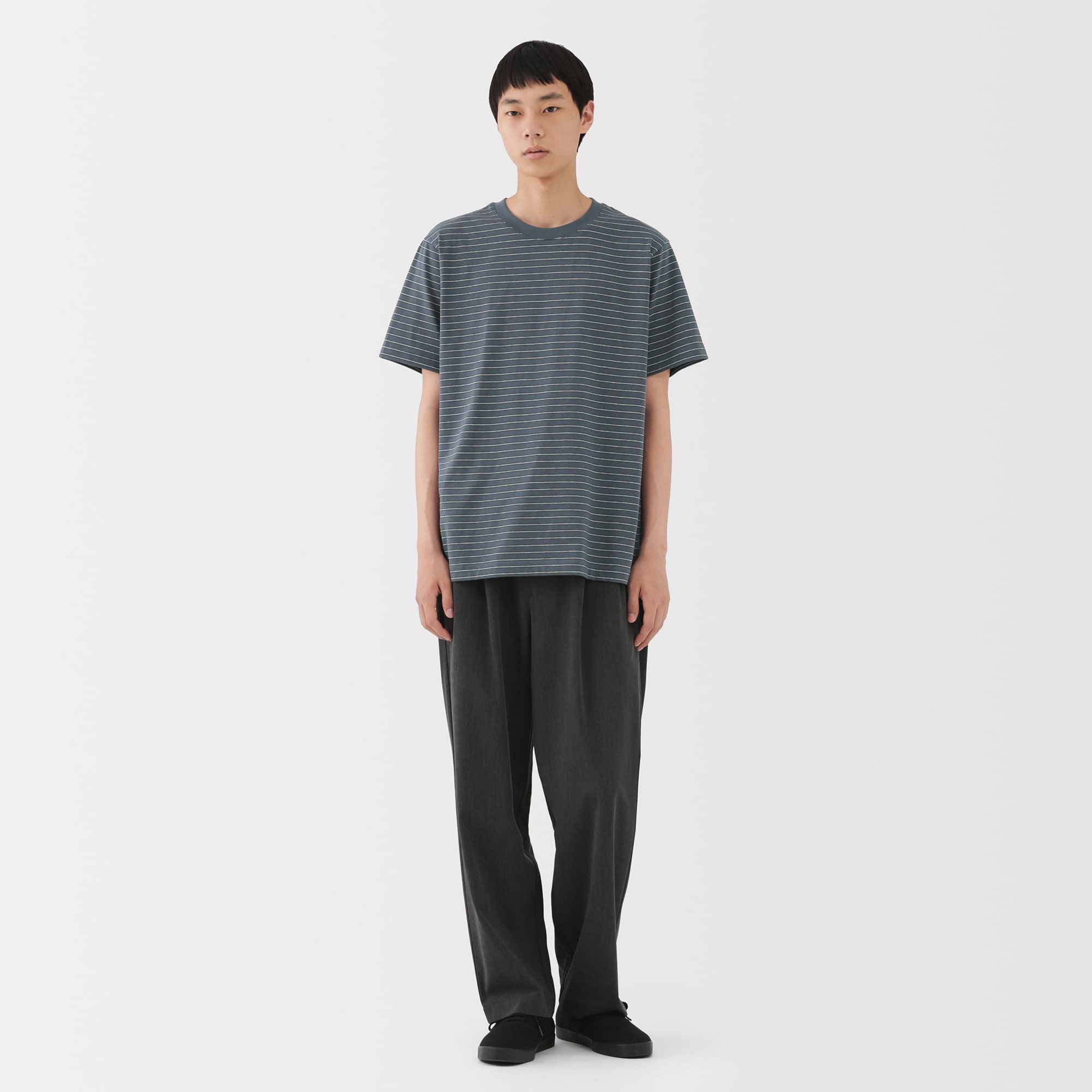 紳士　天竺編みクルーネック半袖Ｔシャツ（ボーダー）（ＡＳＥＡＮ）