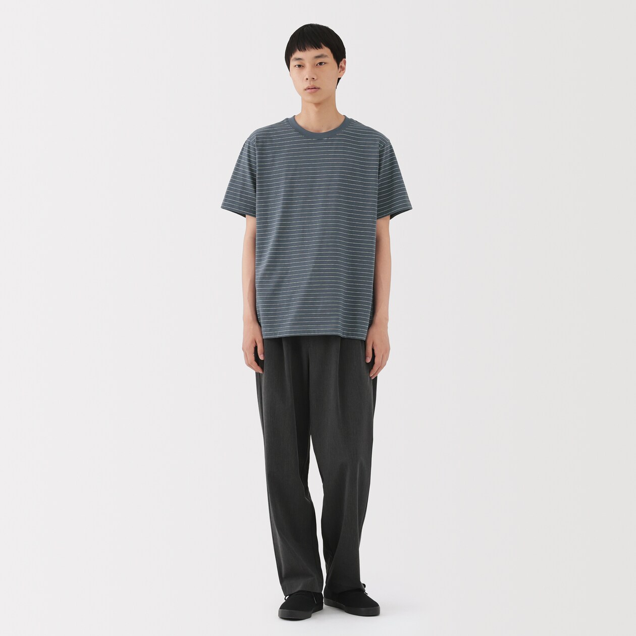 紳士　天竺編みクルーネック半袖Ｔシャツ（ボーダー）（ＡＳＥＡＮ）