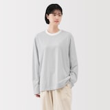 紳士　天竺編みクルーネック長袖Ｔシャツ（ボーダー）