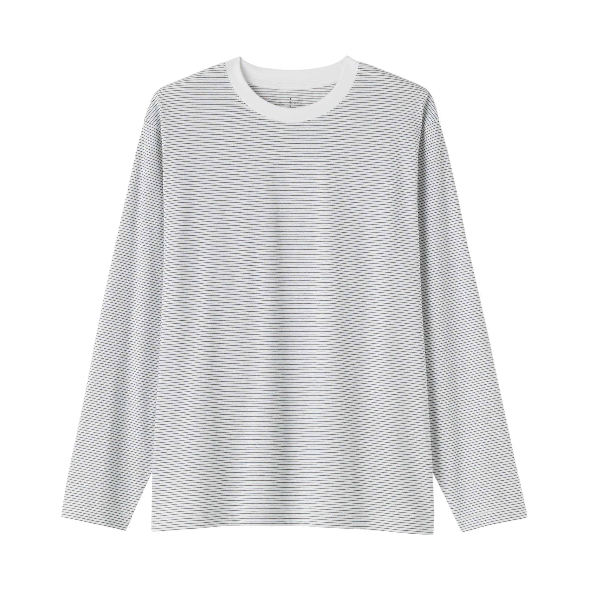 紳士　天竺編みクルーネック長袖Ｔシャツ（ボーダー）