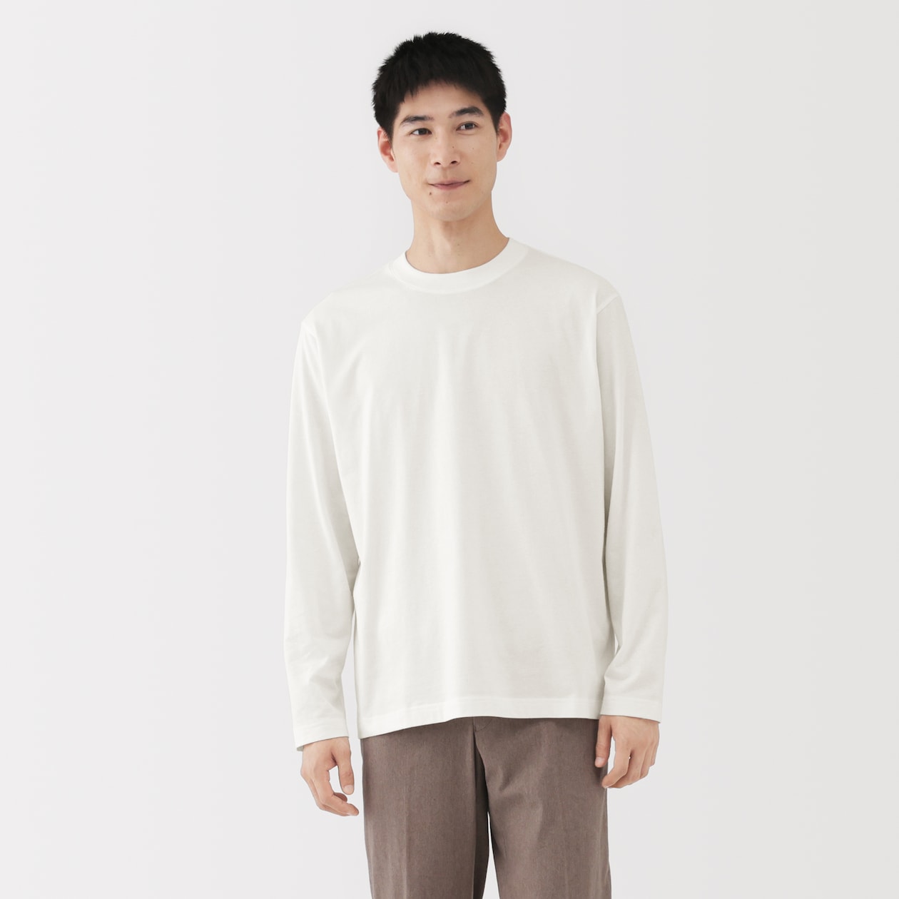 紳士　起毛クルーネック長袖Ｔシャツ