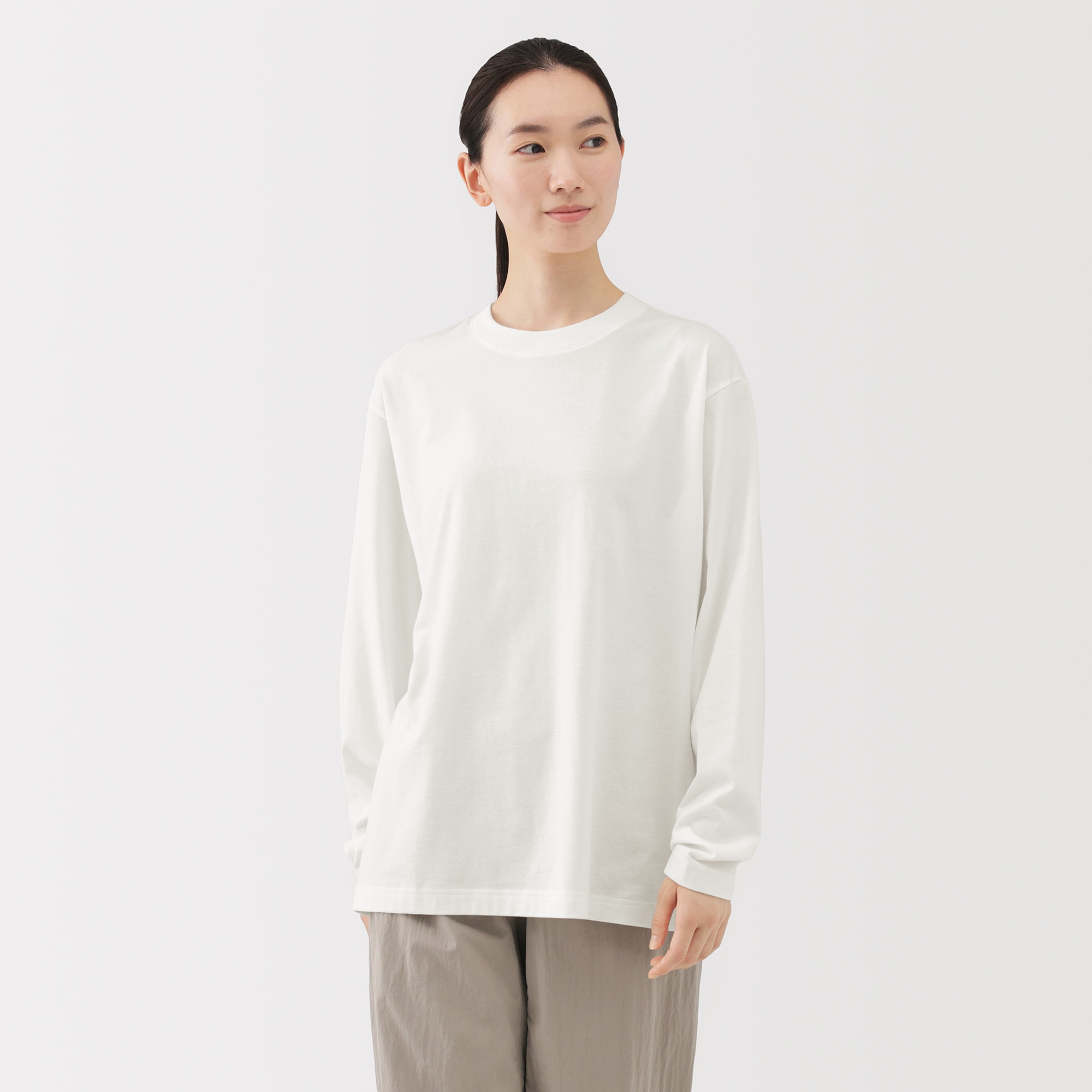 無地Tシャツ専門 MUJI出品 紳士 起毛クルーネック長袖Tシャツ | 無印良品