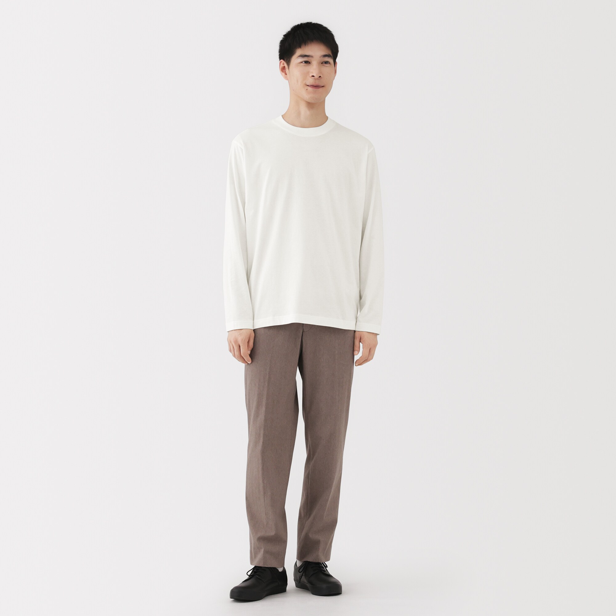 紳士　起毛クルーネック長袖Ｔシャツ