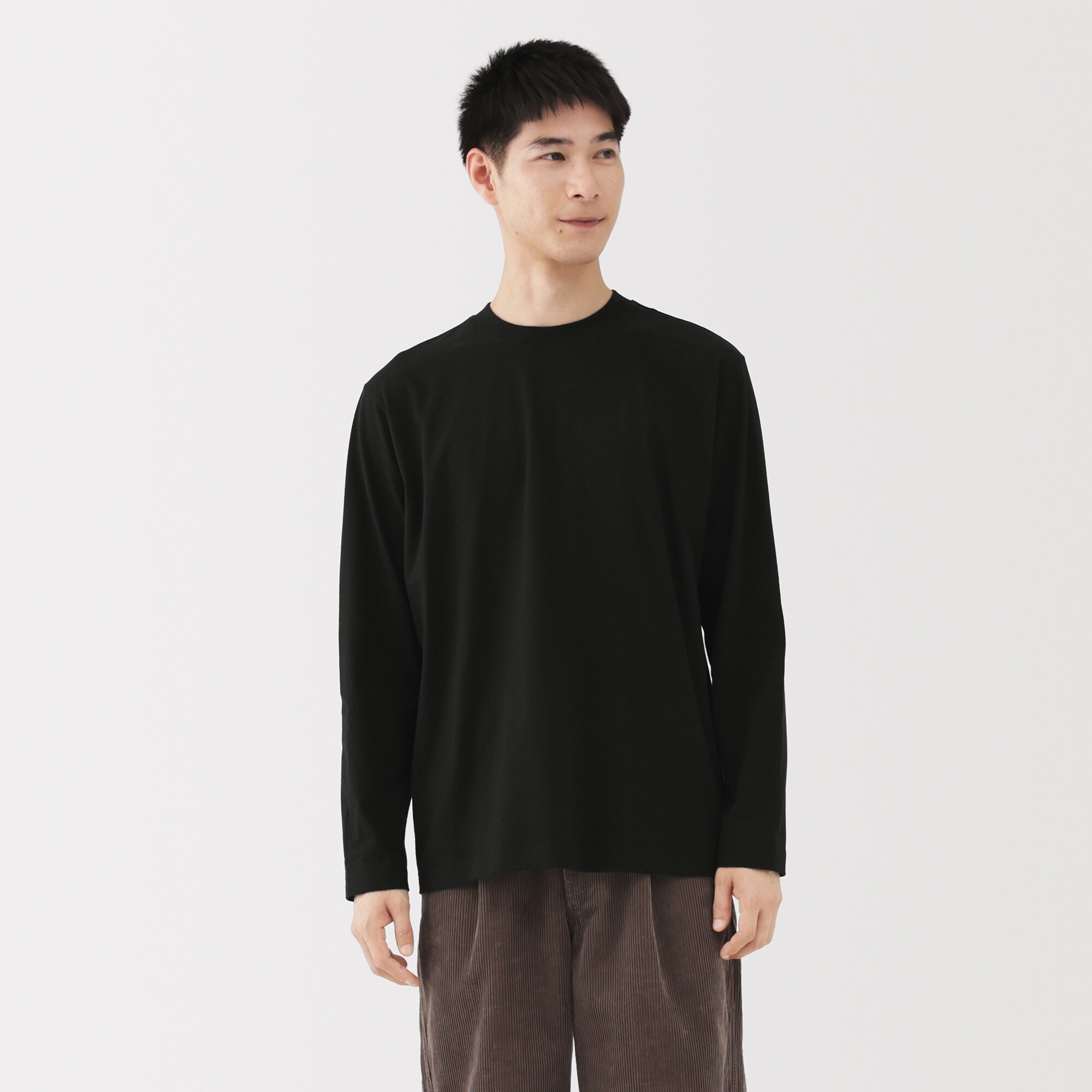 紳士　起毛クルーネック長袖Ｔシャツ