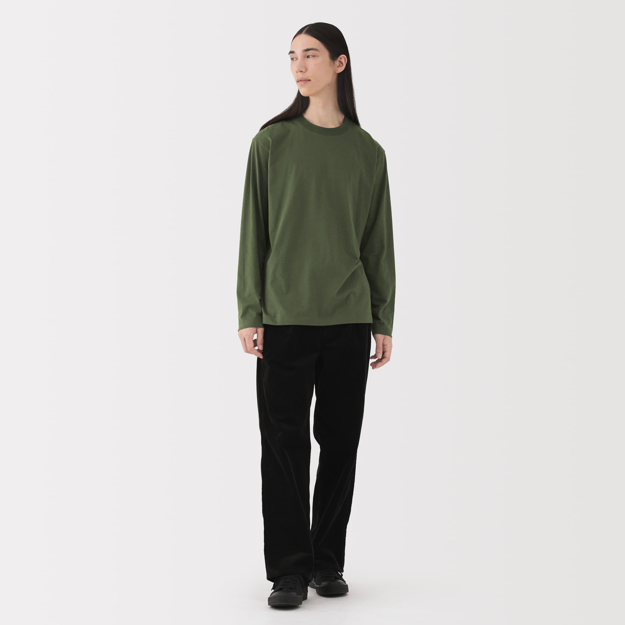 紳士　起毛クルーネック長袖Ｔシャツ