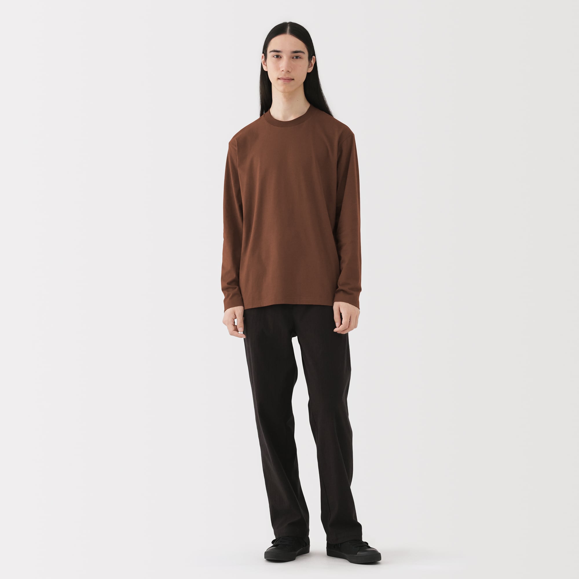 紳士　起毛クルーネック長袖Ｔシャツ