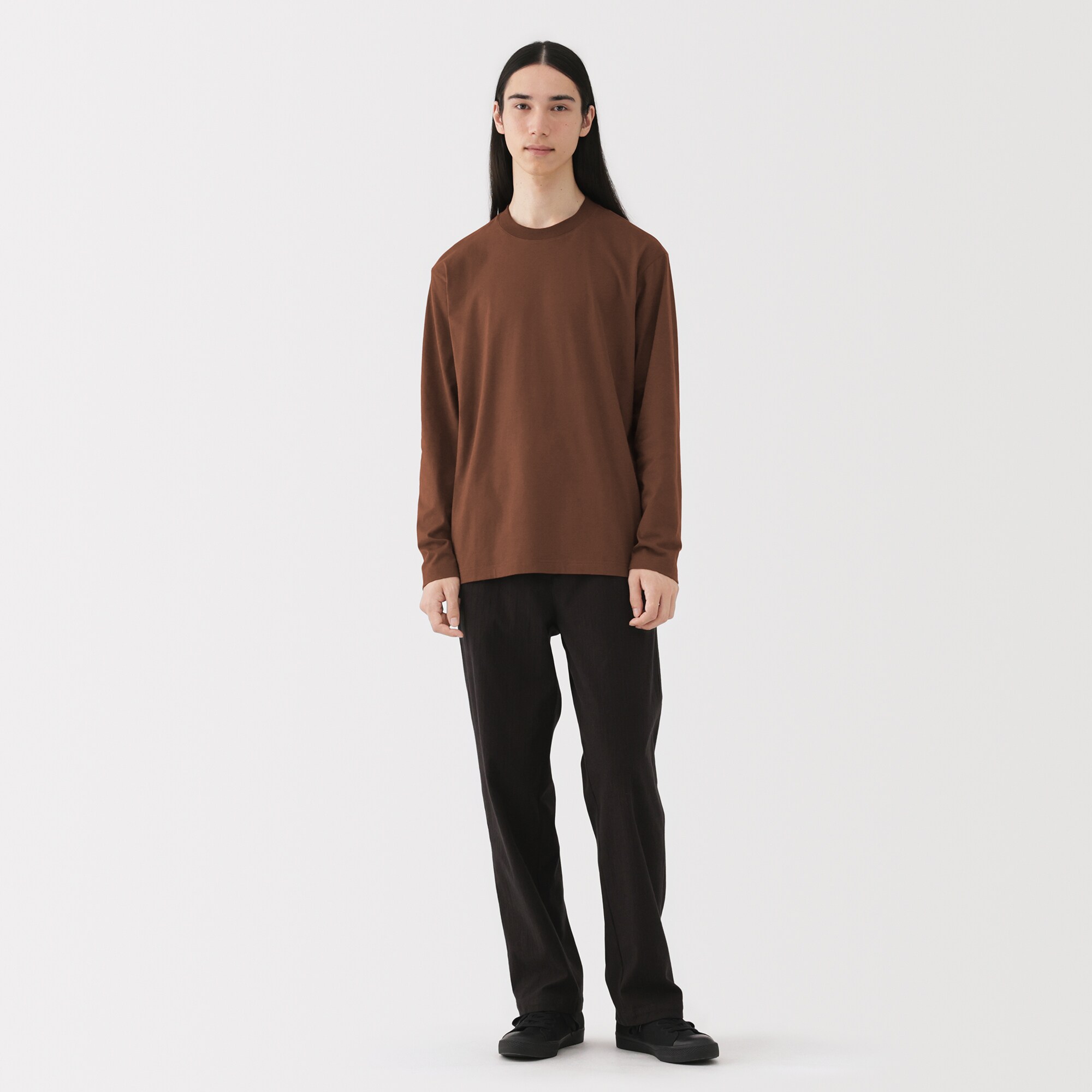 紳士　起毛クルーネック長袖Ｔシャツ