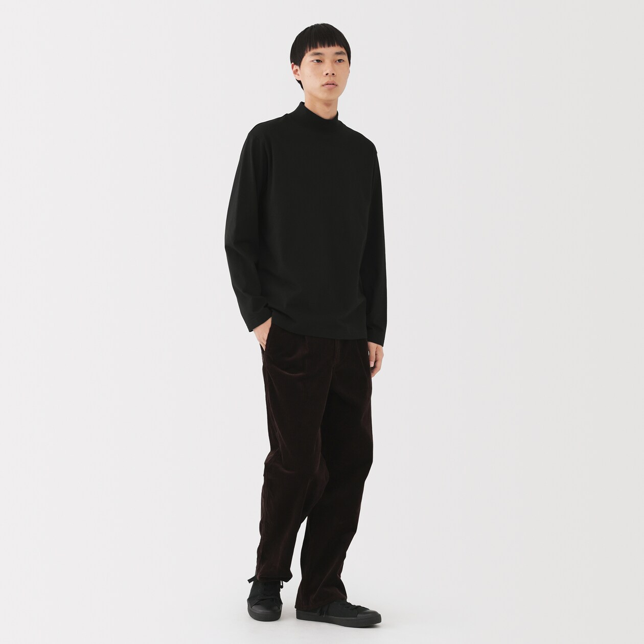 紳士　起毛ハイネック長袖Ｔシャツ