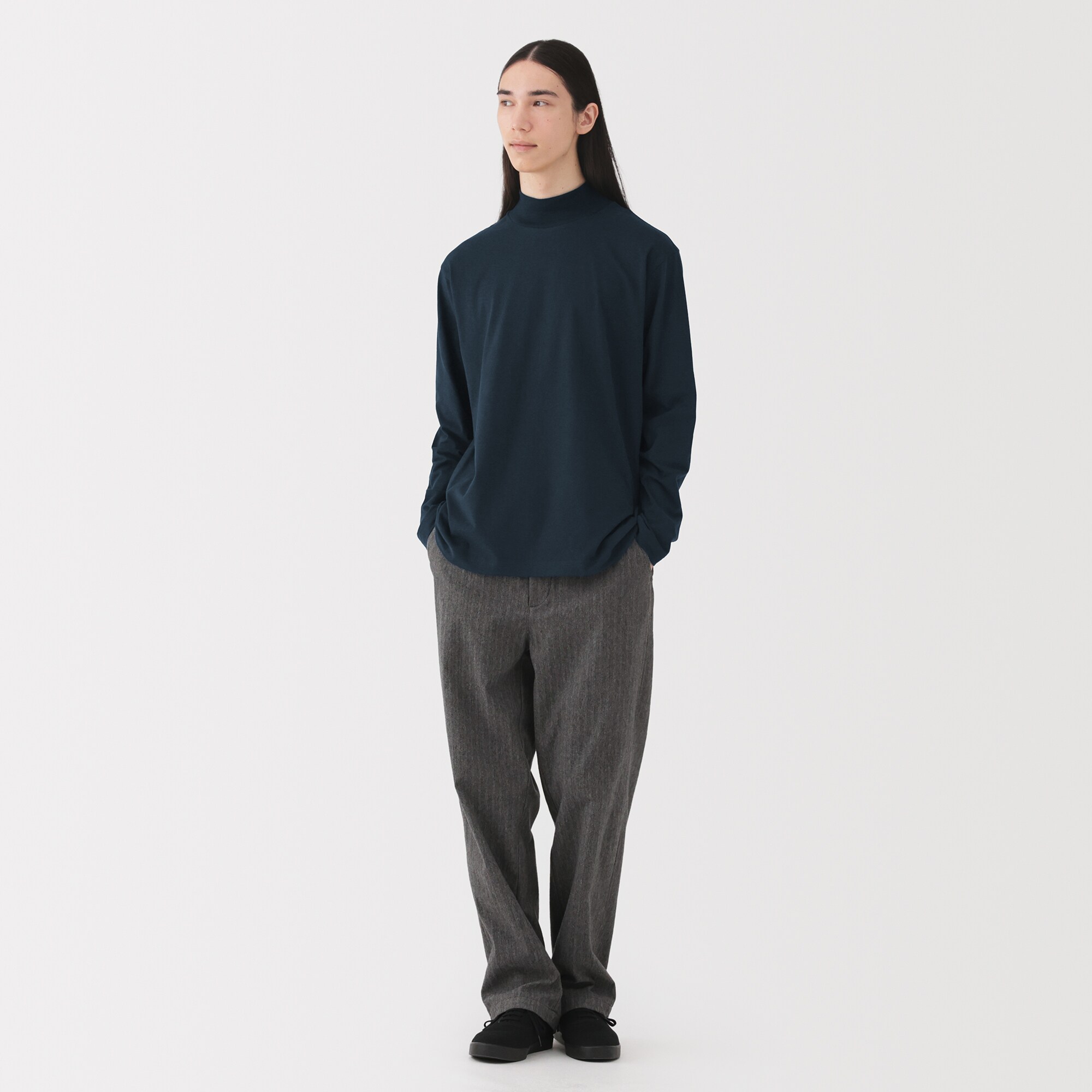 紳士　起毛ハイネック長袖Ｔシャツ