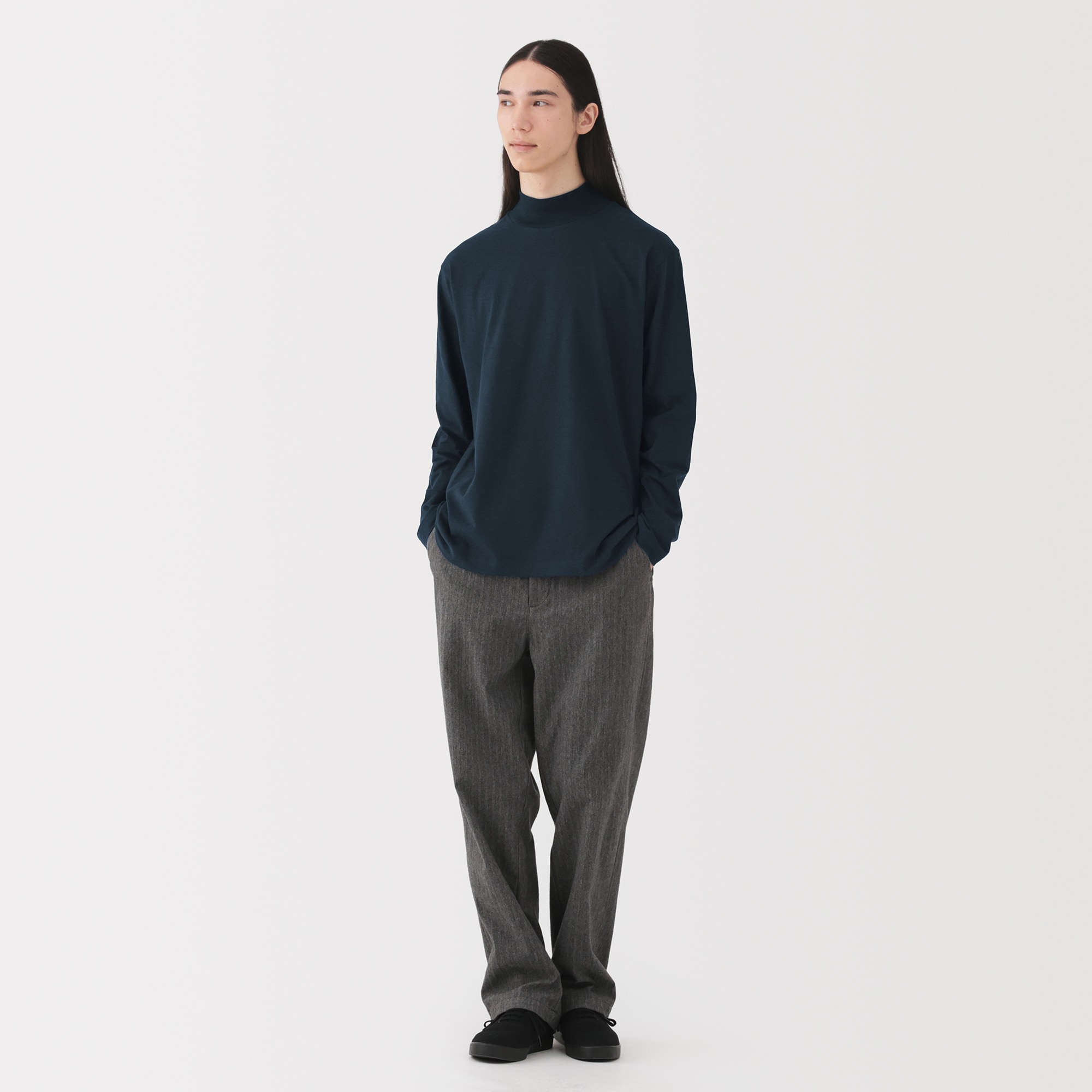 紳士　起毛ハイネック長袖Ｔシャツ