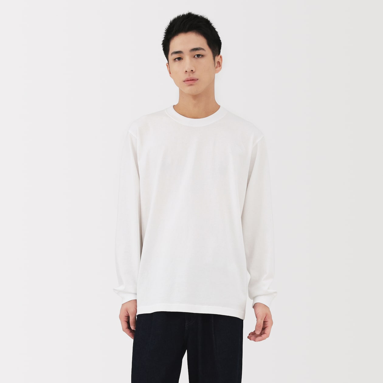 紳士　洗いざらし太番手クルーネック長袖Ｔシャツ