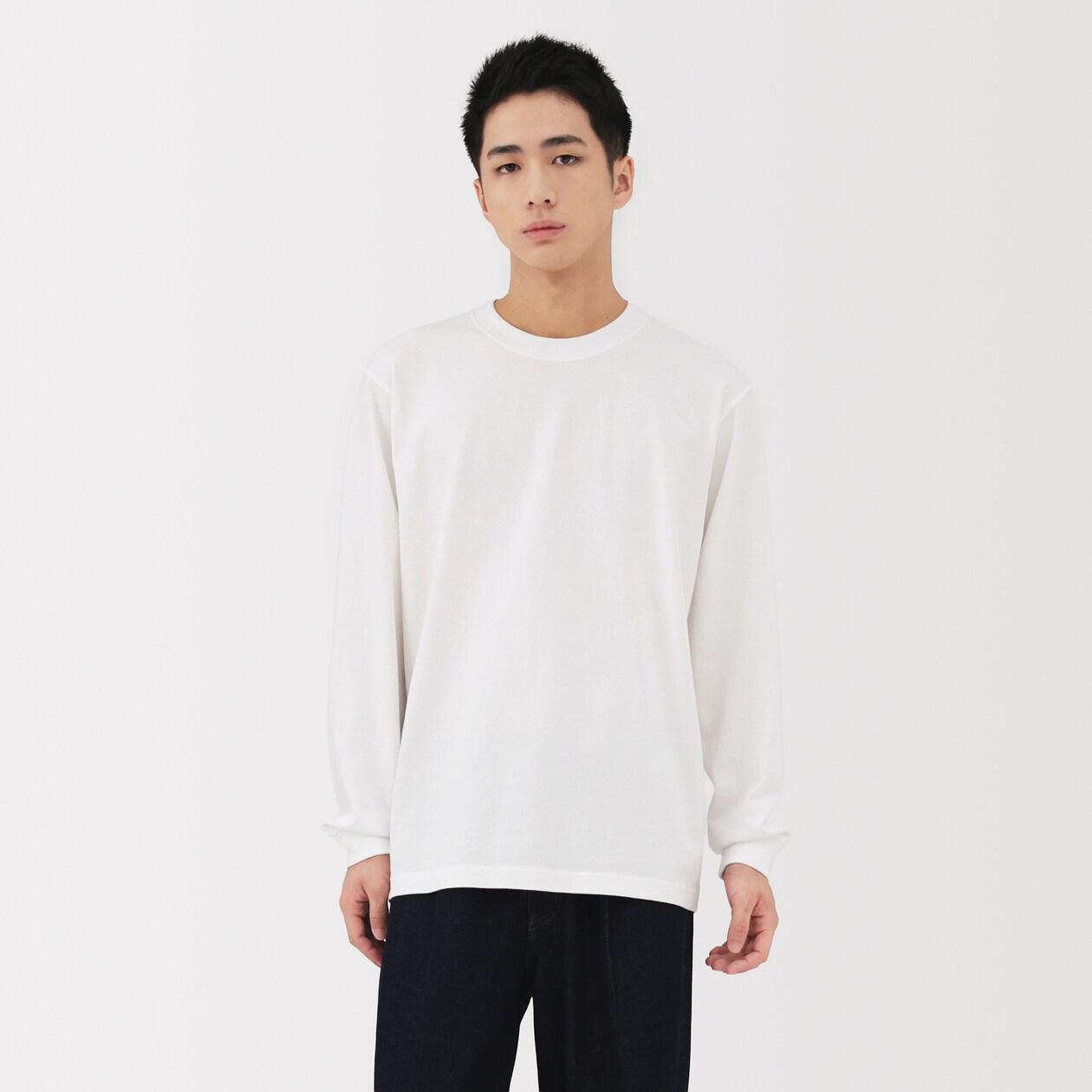 紳士　洗いざらし太番手クルーネック長袖Ｔシャツ