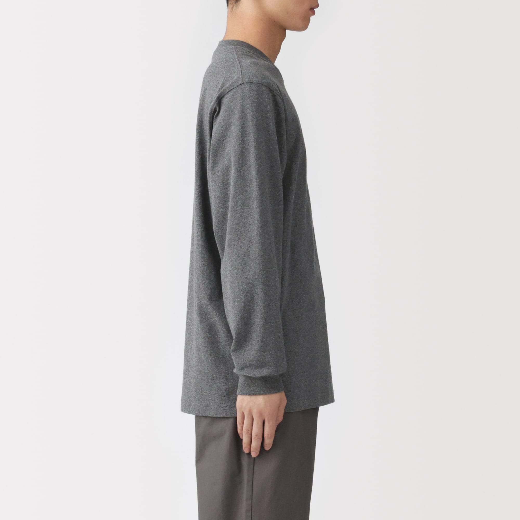 紳士　洗いざらし太番手クルーネック長袖Ｔシャツ