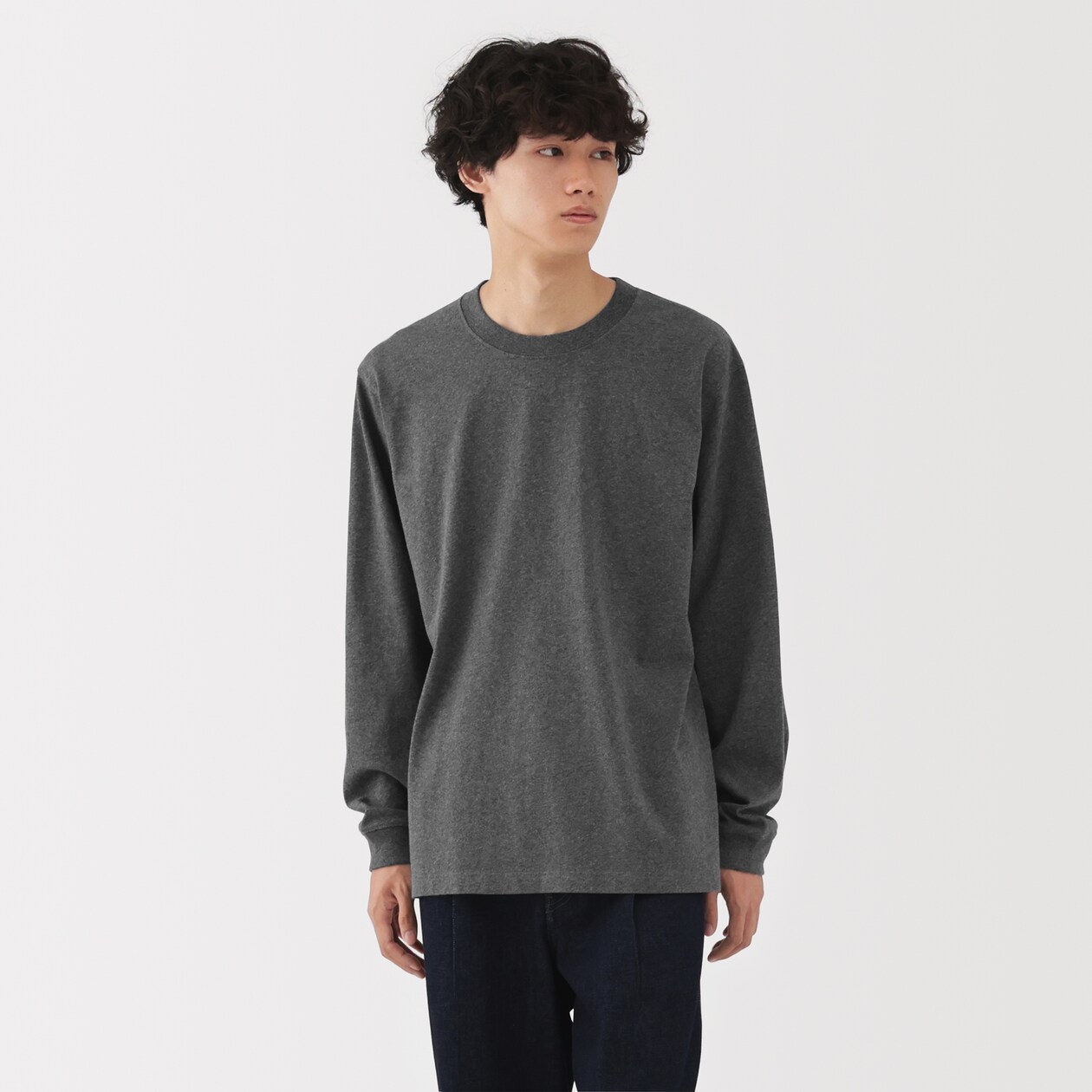 紳士　洗いざらし太番手クルーネック長袖Ｔシャツ