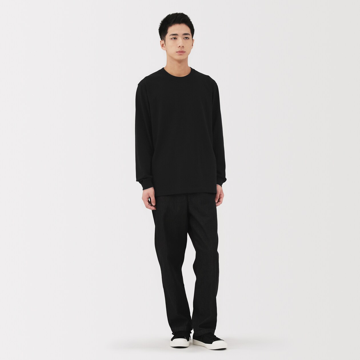 紳士　洗いざらし太番手クルーネック長袖Ｔシャツ