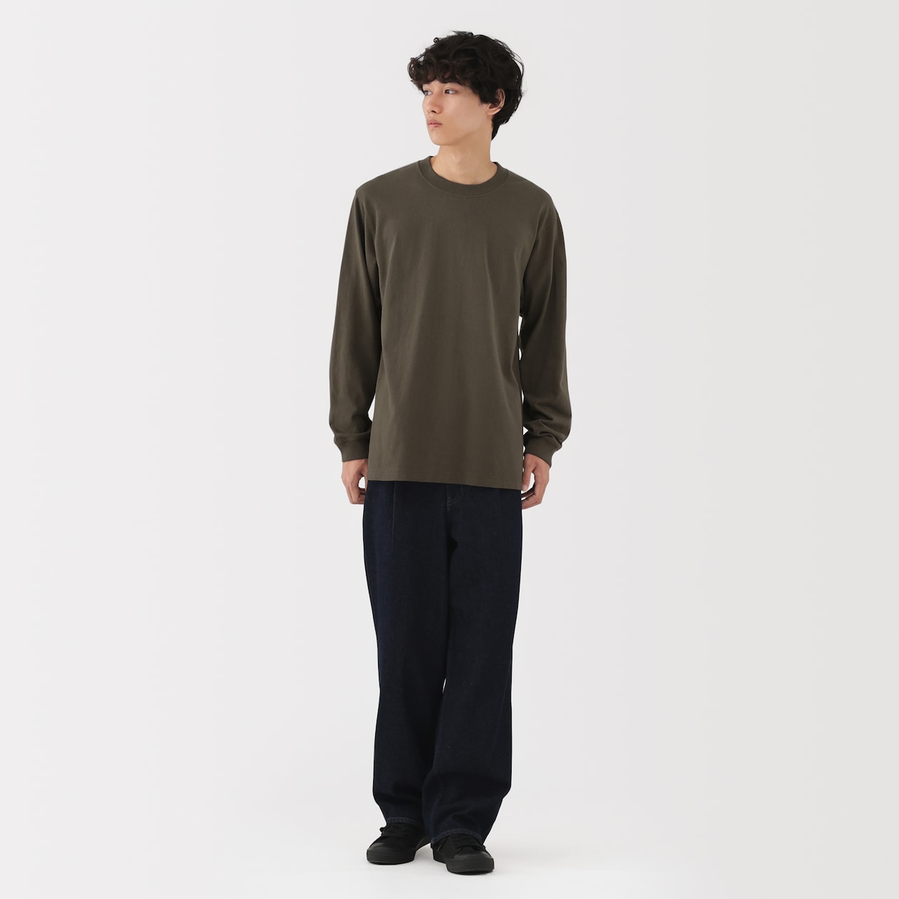 紳士　洗いざらし太番手クルーネック長袖Ｔシャツ