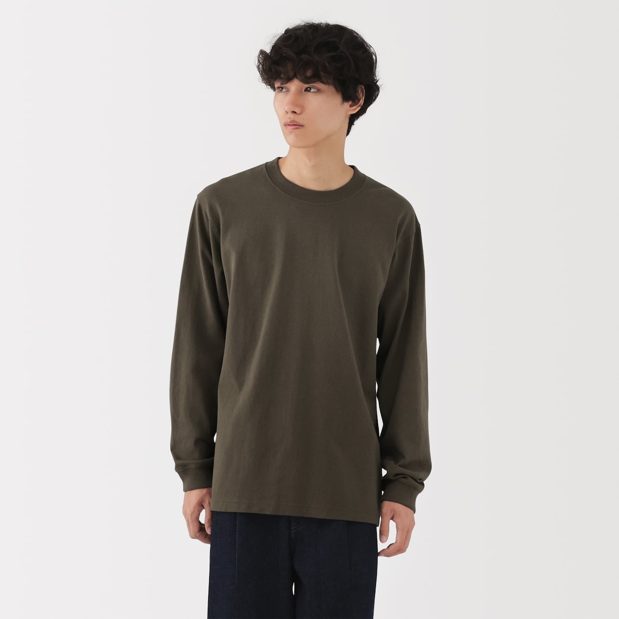 紳士　洗いざらし太番手クルーネック長袖Ｔシャツ
