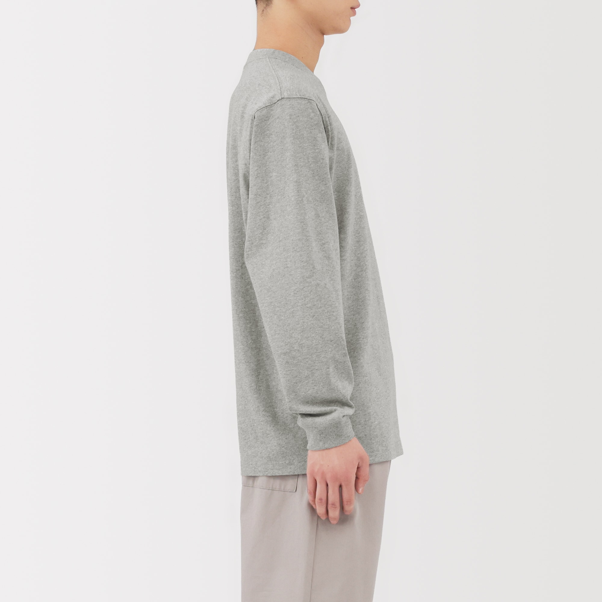 紳士 洗いざらし太番手クルーネック長袖Tシャツ | 無印良品