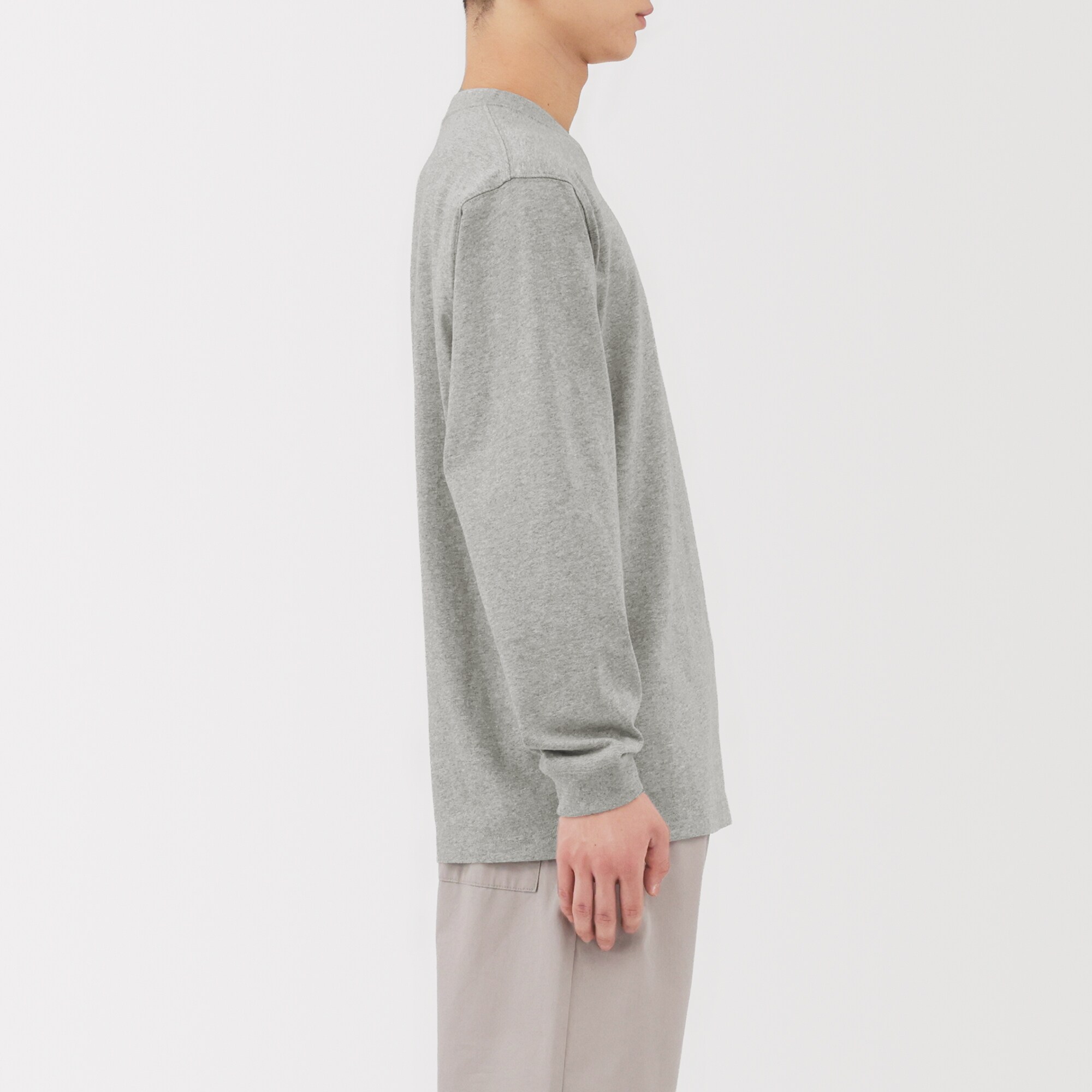 紳士　洗いざらし太番手クルーネック長袖Ｔシャツ