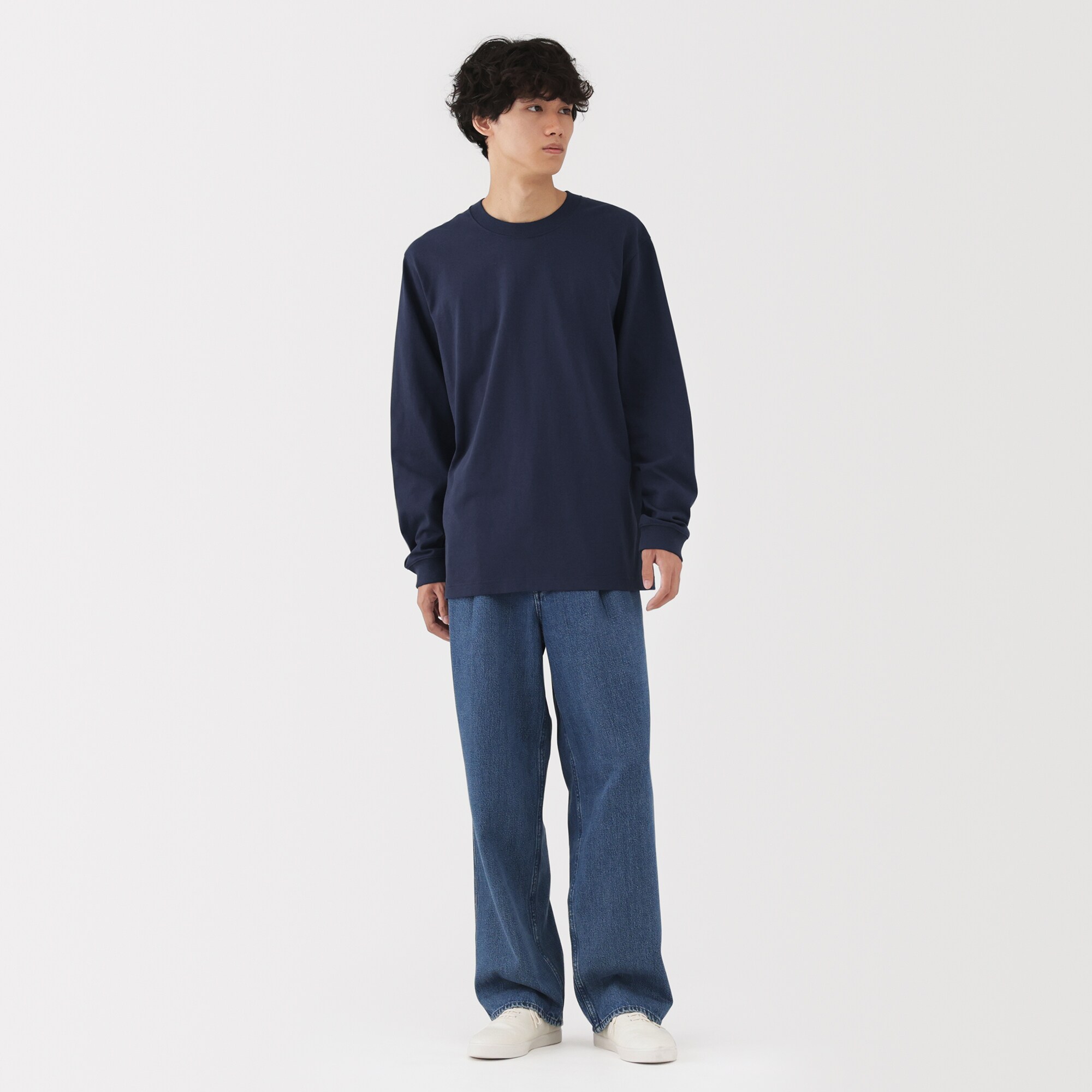 紳士　洗いざらし太番手クルーネック長袖Ｔシャツ