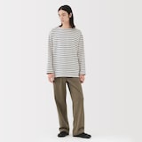 紳士　洗いざらし太番手ボートネック九分袖Ｔシャツ