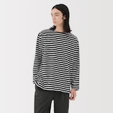 紳士　洗いざらし太番手ボートネック九分袖Ｔシャツ