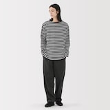 紳士　洗いざらし太番手ボートネック九分袖Ｔシャツ