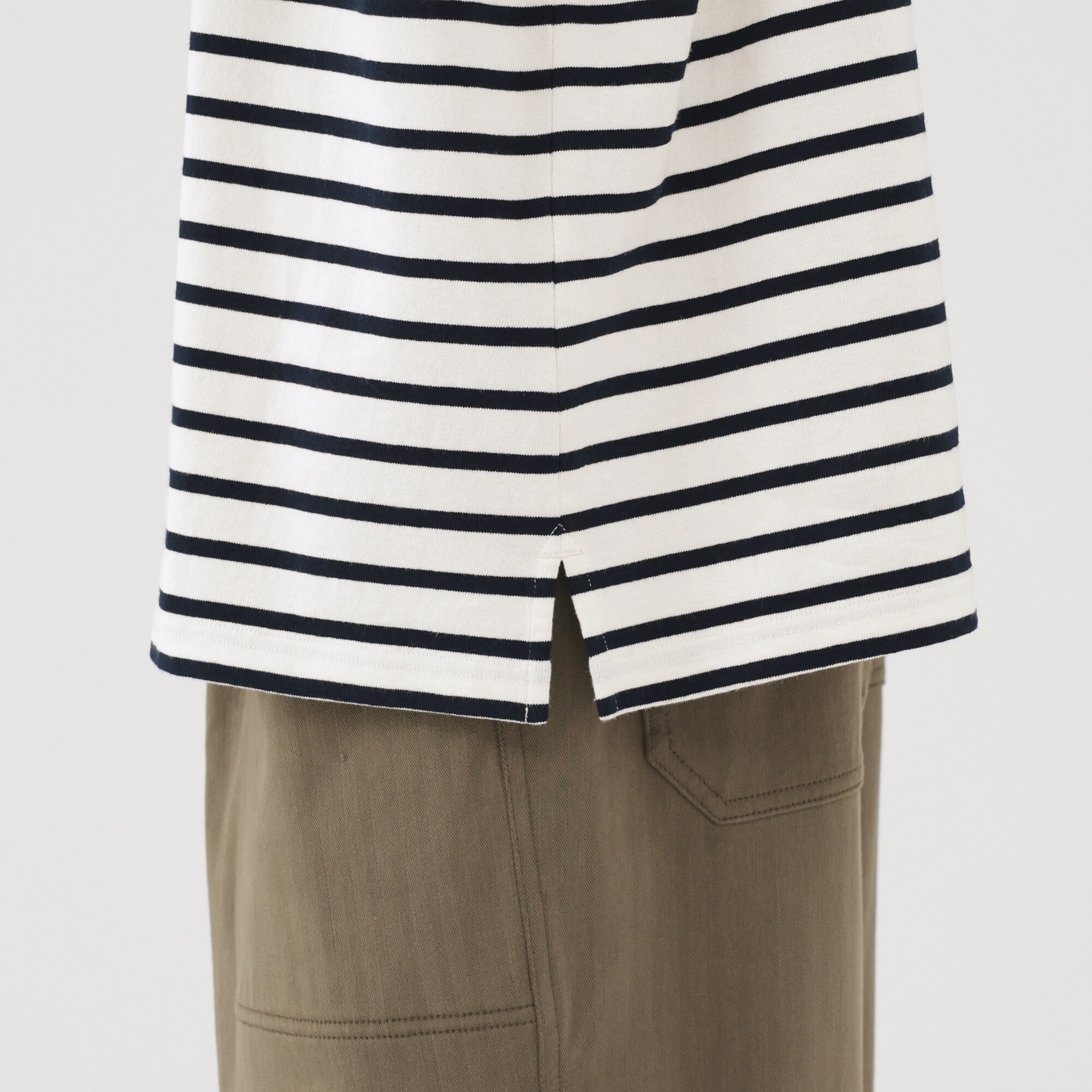 紳士 洗いざらし太番手ボートネック九分袖Tシャツ | 無印良品