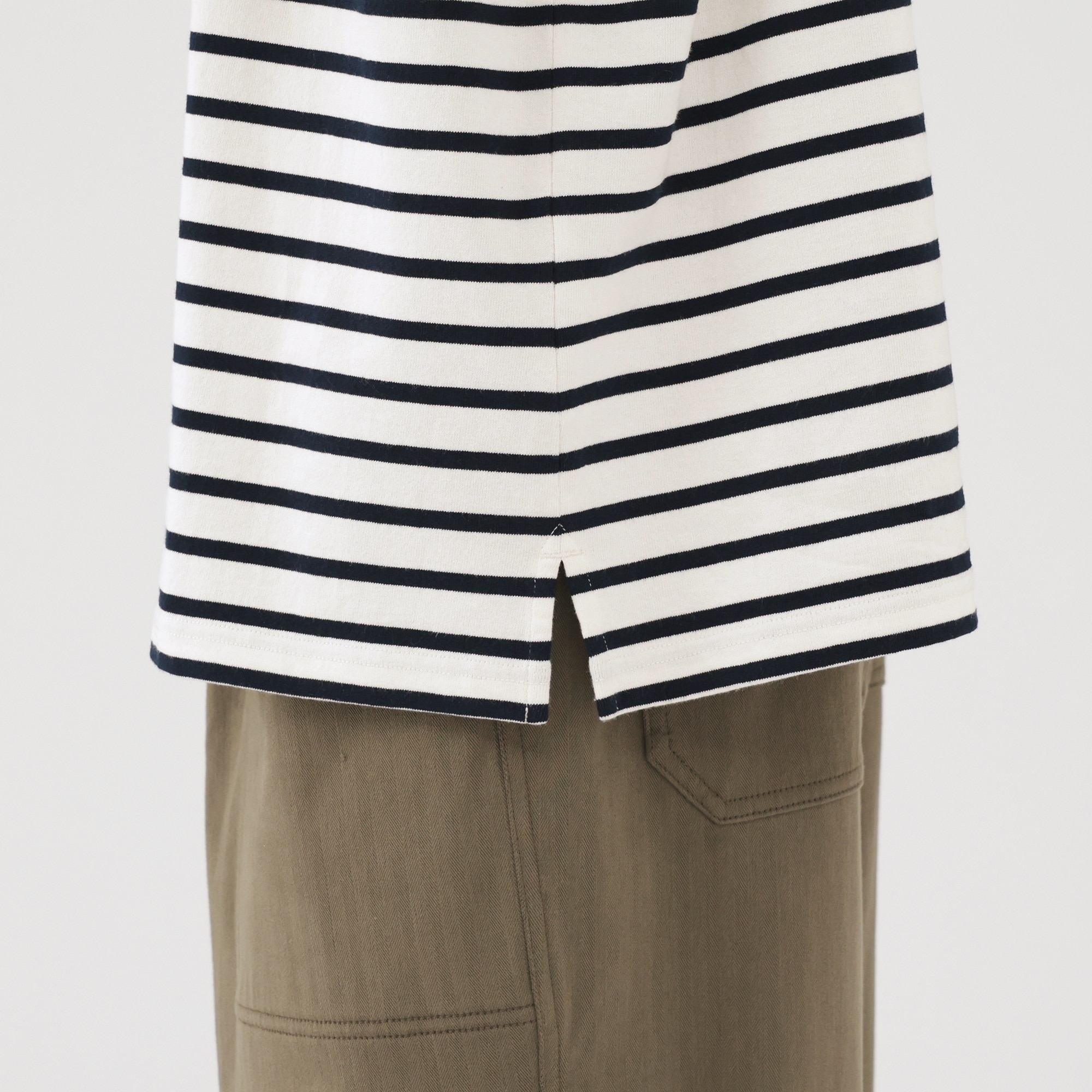 紳士　洗いざらし太番手ボートネック九分袖Ｔシャツ