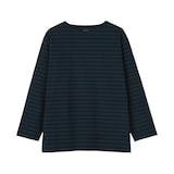 紳士　洗いざらし太番手ボートネック九分袖Ｔシャツ