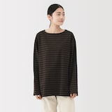 紳士　洗いざらし太番手ボートネック九分袖Ｔシャツ