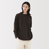 紳士　洗いざらし太番手ボートネック九分袖Ｔシャツ