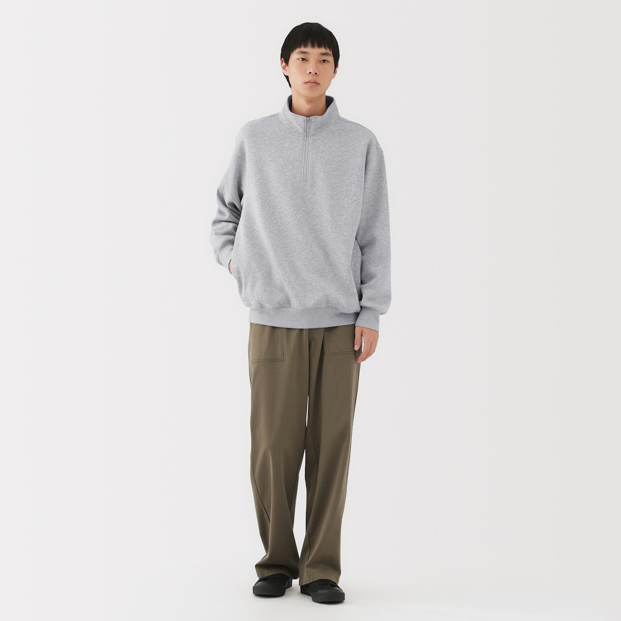 紳士　ハーフジップスウェットシャツ