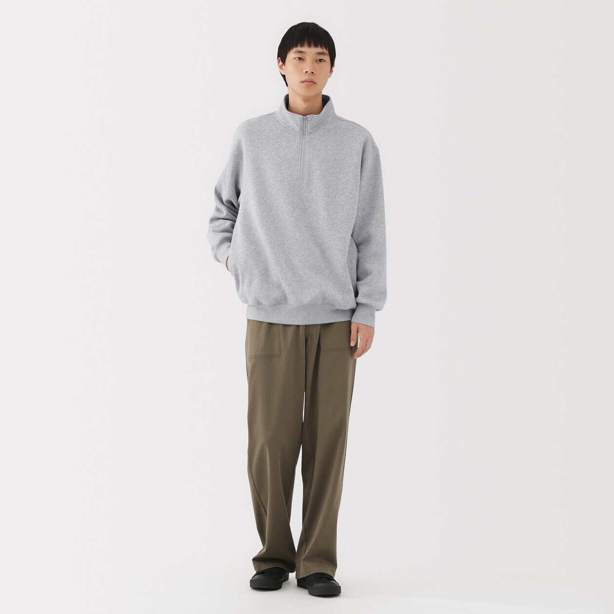 紳士　ハーフジップスウェットシャツ