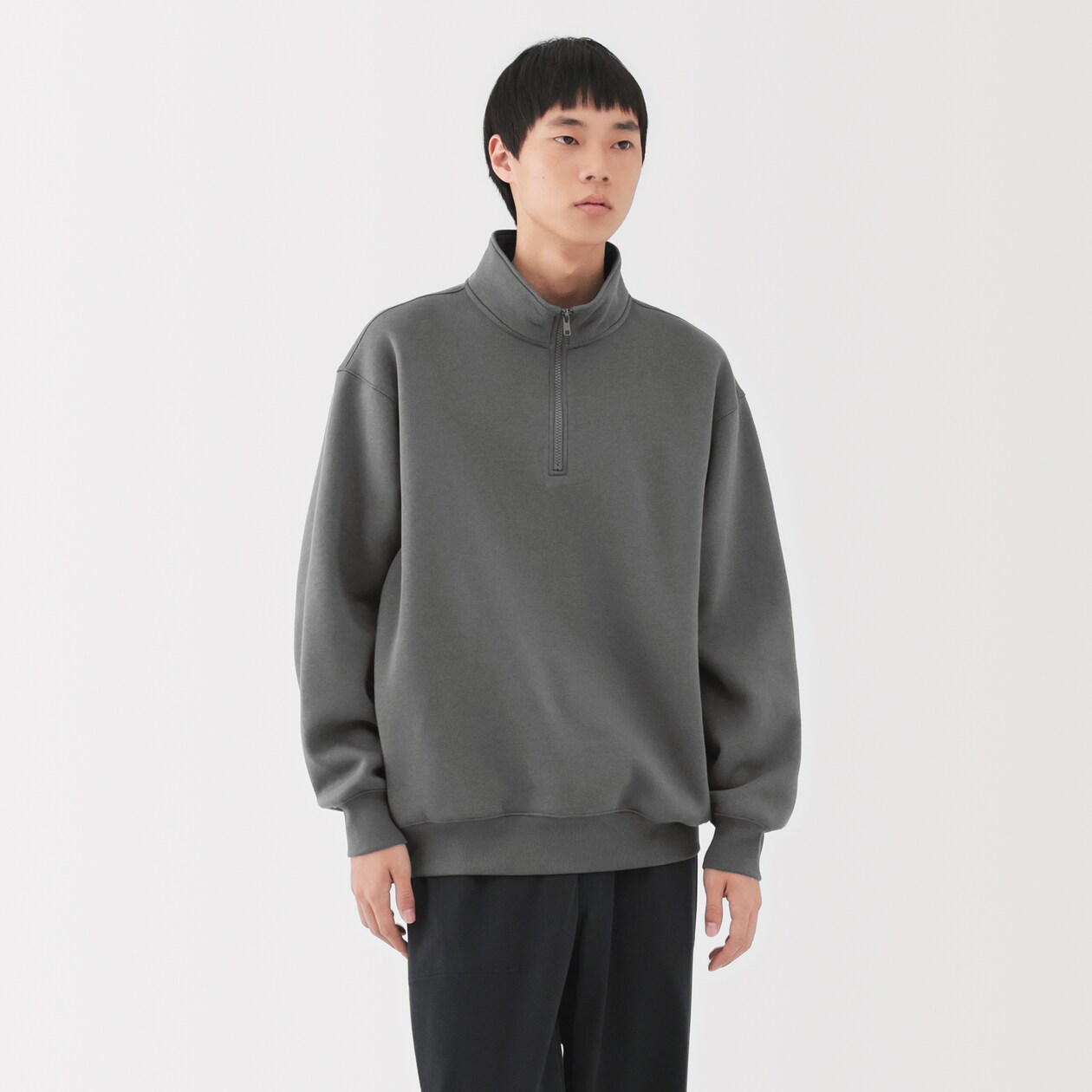 紳士　ハーフジップスウェットシャツ