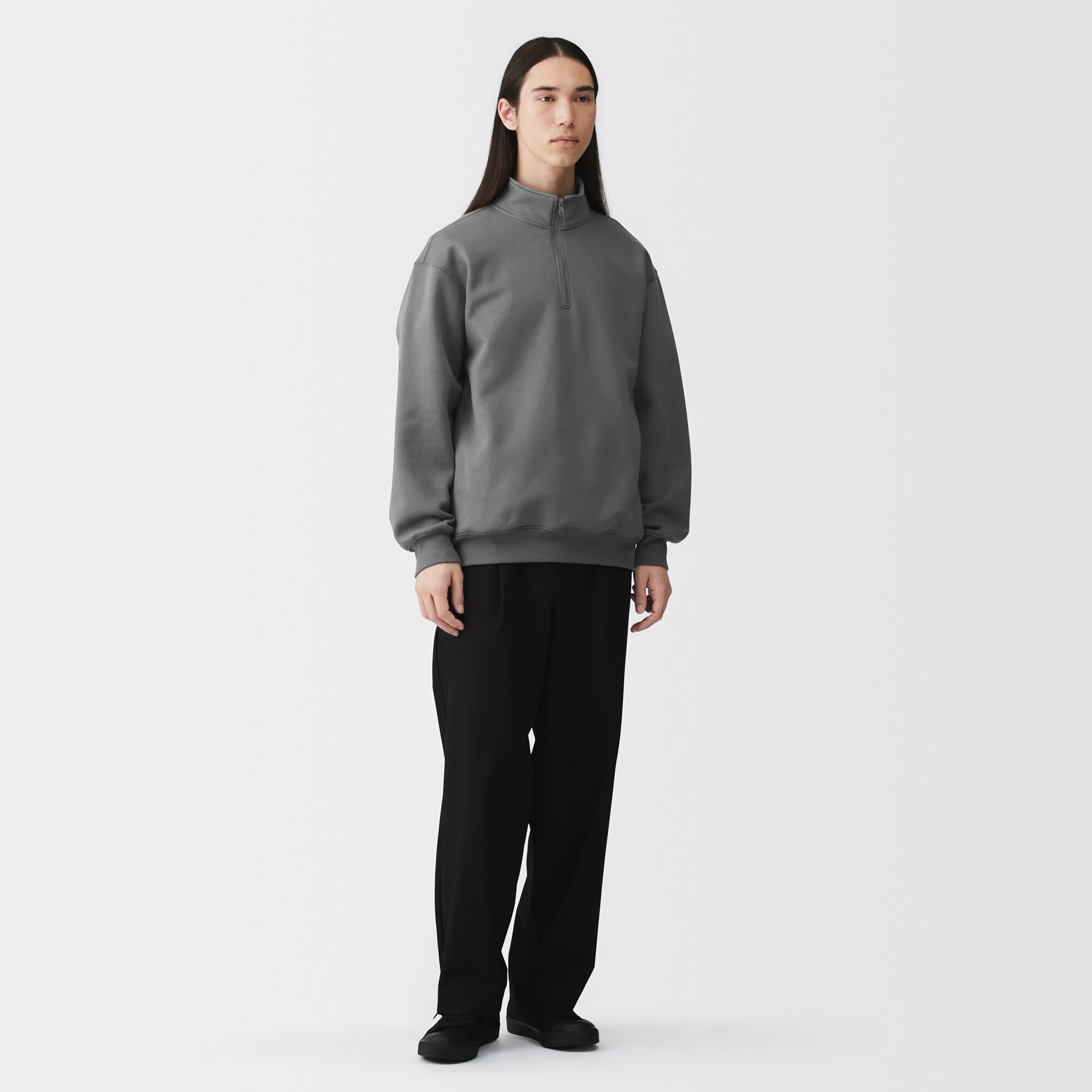 紳士　ハーフジップスウェットシャツ