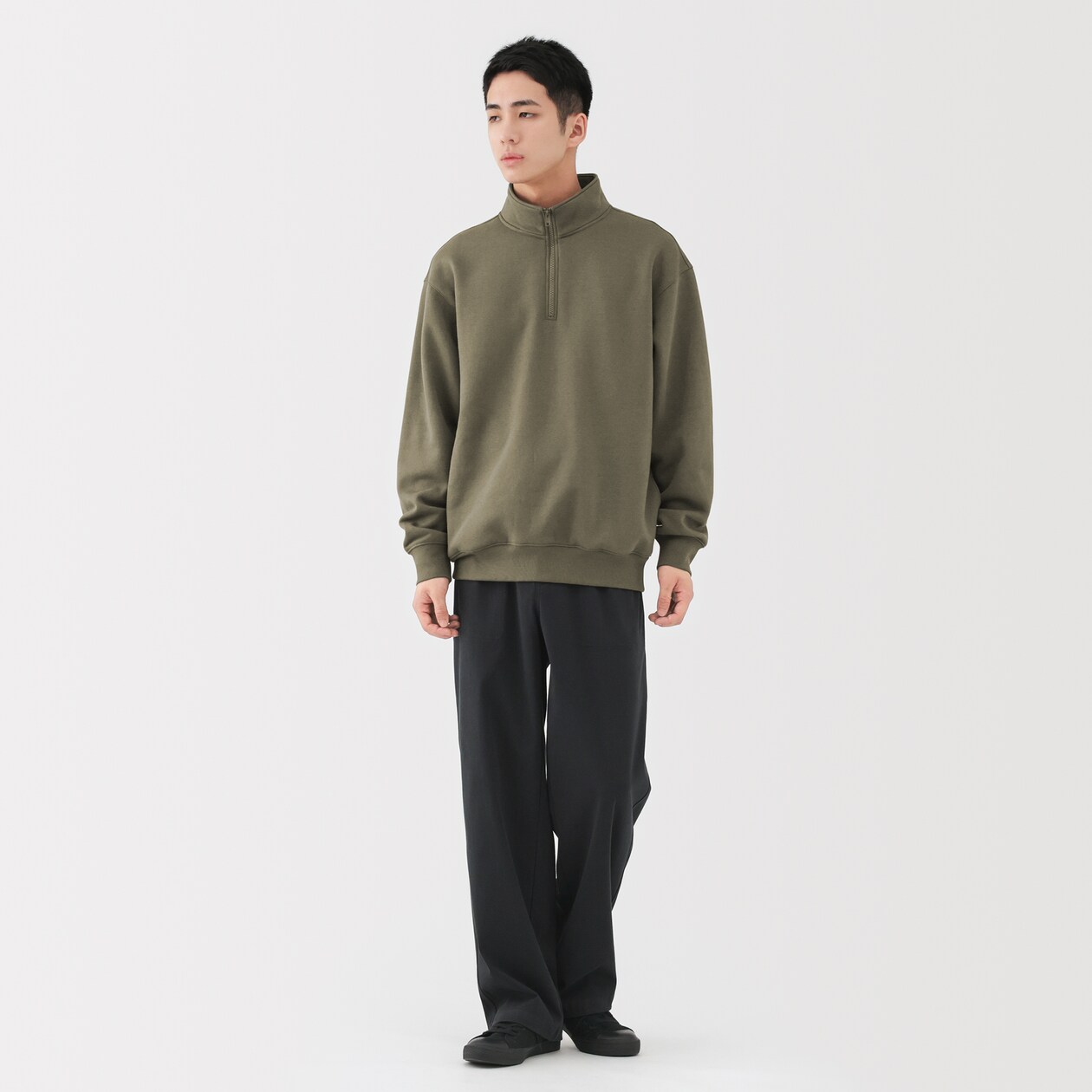 紳士　ハーフジップスウェットシャツ