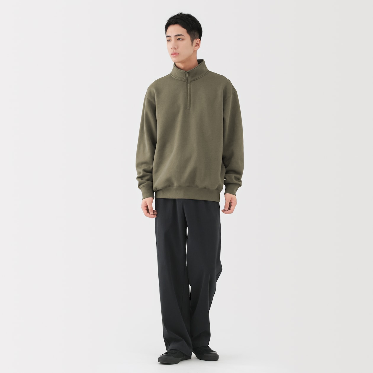 紳士　ハーフジップスウェットシャツ