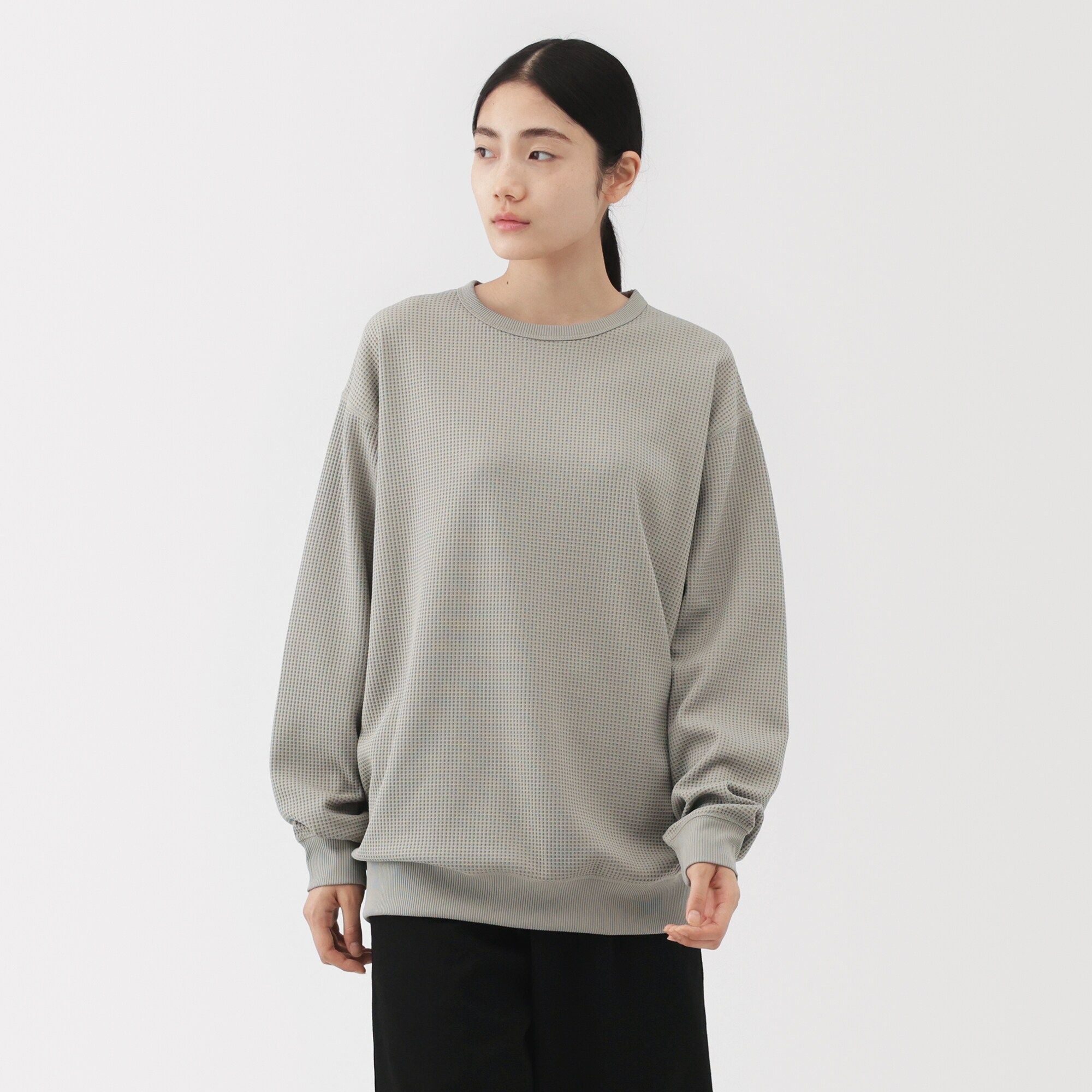 紳士　ＵＶカット乾きやすいワッフルクルーネック長袖Ｔシャツ