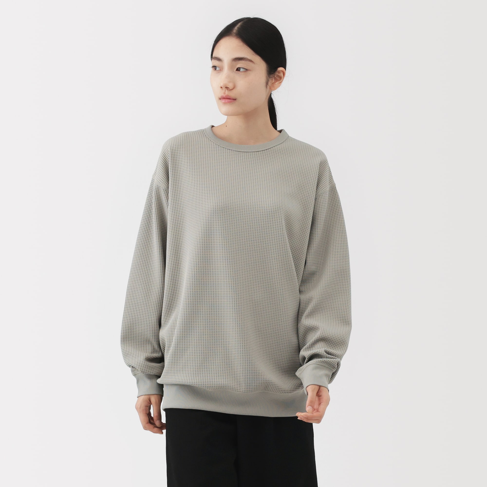 紳士 UVカット乾きやすいワッフルクルーネック長袖Tシャツ | 無印良品
