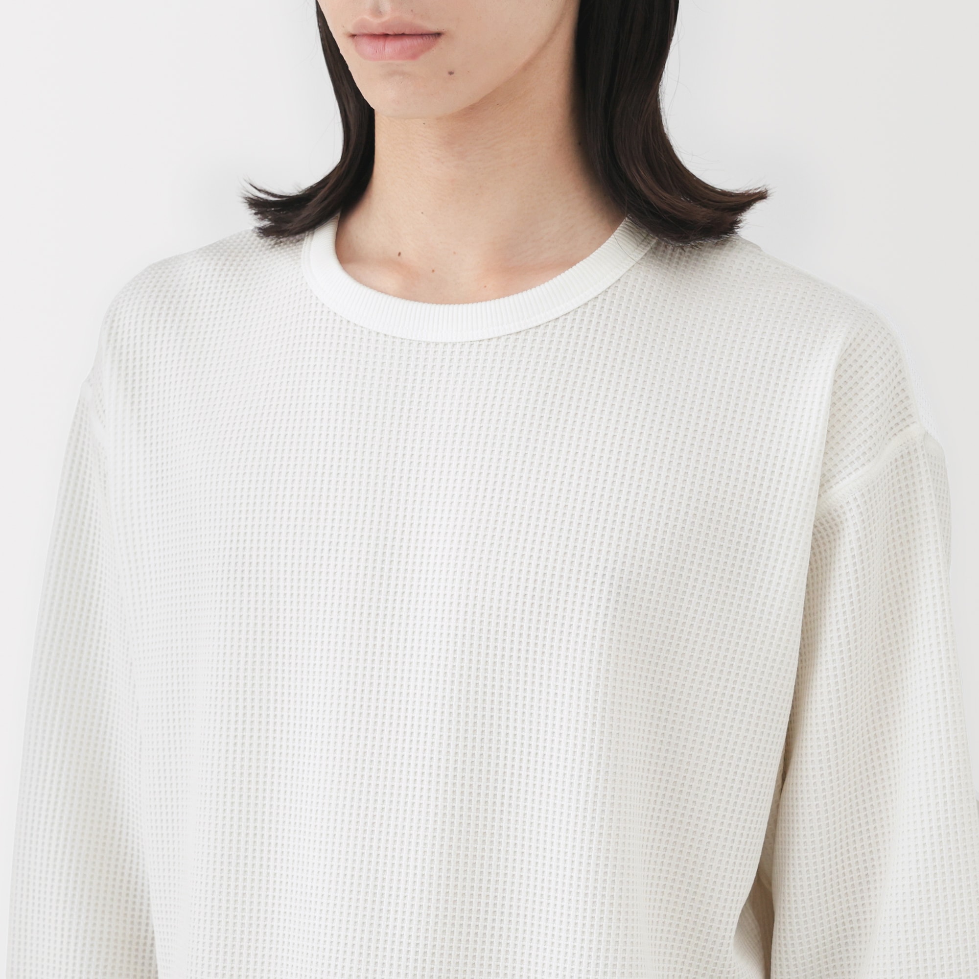 紳士　ＵＶカット乾きやすいワッフルクルーネック長袖Ｔシャツ