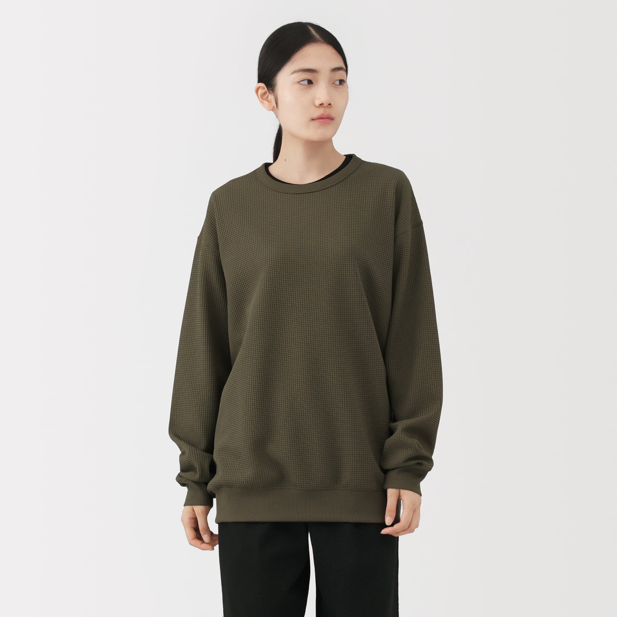 紳士　ＵＶカット乾きやすいワッフルクルーネック長袖Ｔシャツ